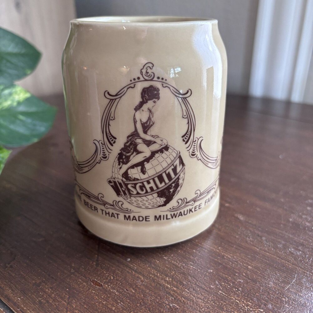 Vintage Schlitz Globe Logo USA 9191 Ceramic Beer Mug Stein | Milwaukee Wisconsin